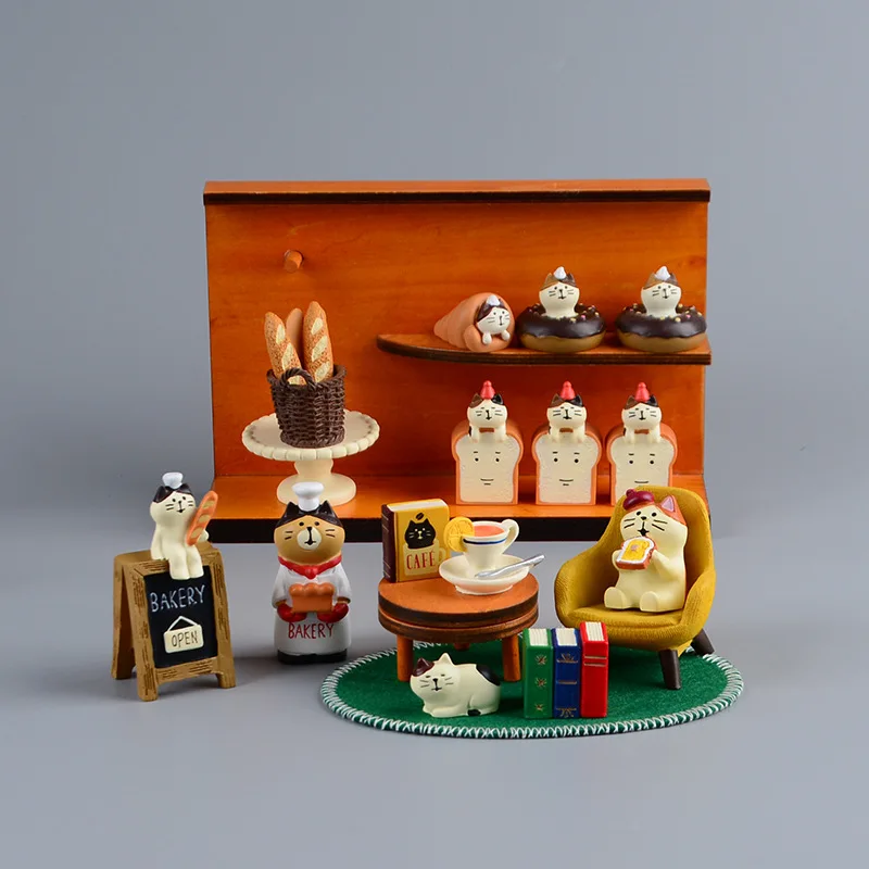 Japan Bonsai Garden - Zakka Tarzı Karikatür Kedi Ekmek Tost