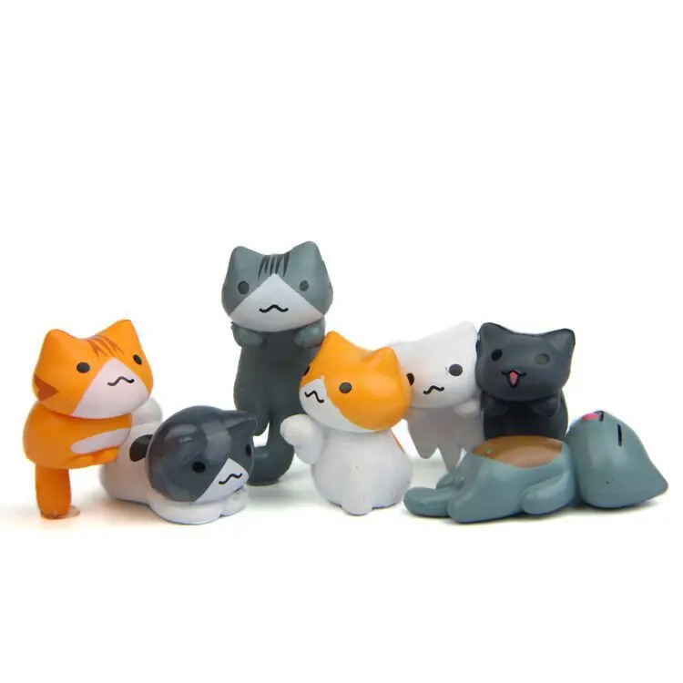 Japan Bonsai Garden - 6 adet/takım karikatür şanslı pvc kedi